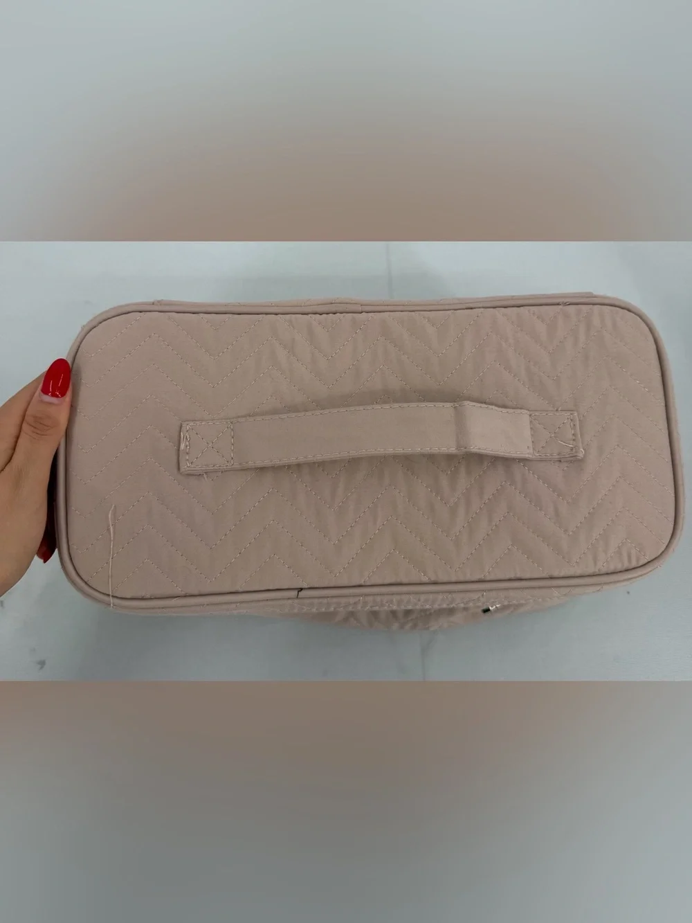 Pink quilted large makeup bag Travel Organizer Train Case Removable Dividers